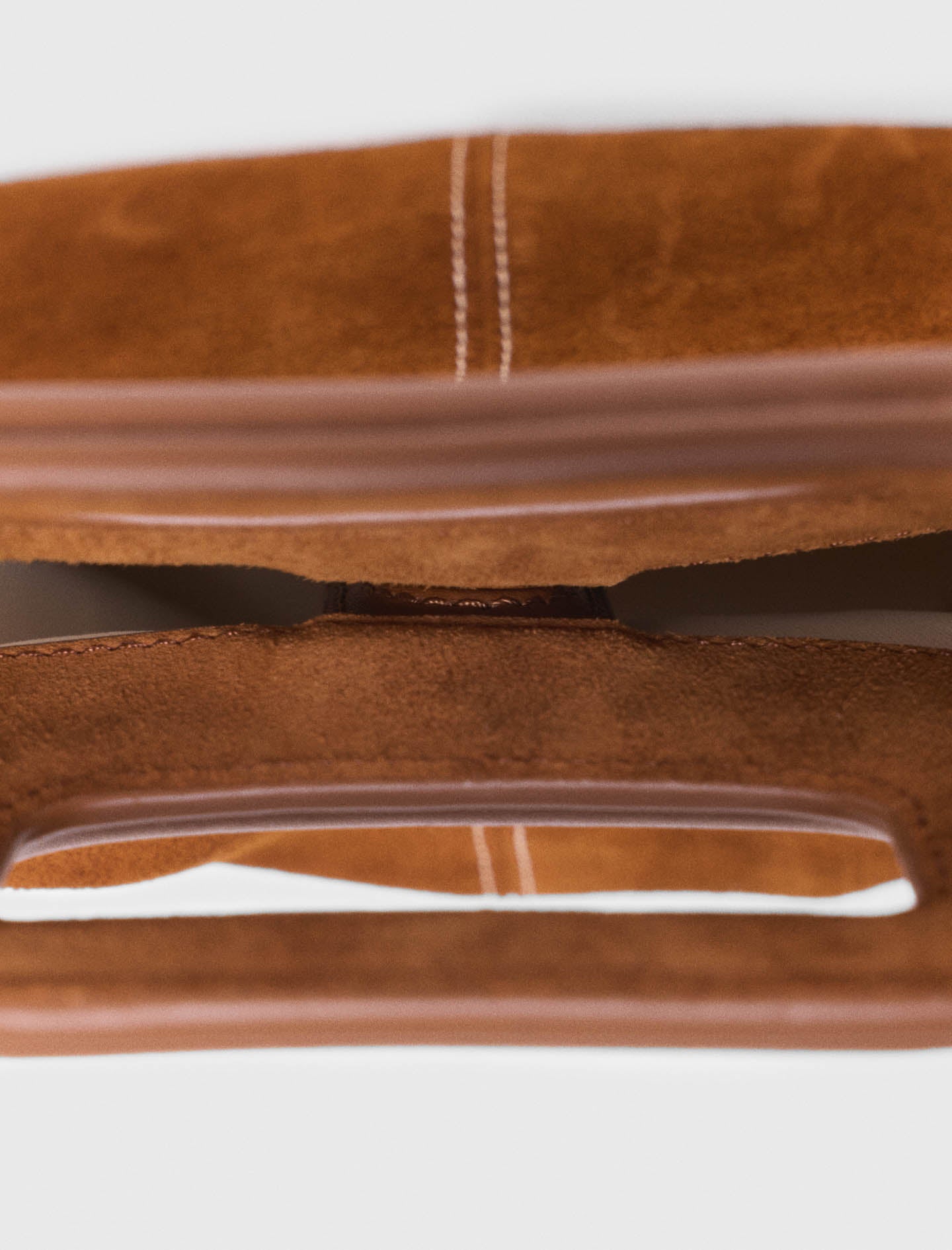 Topstitched Suede M Bag Brown