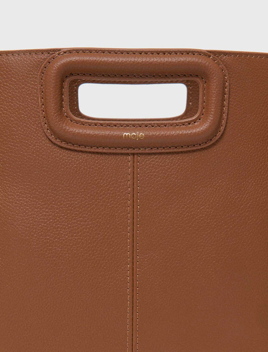 Grained Leather M Bag Cognac Brown