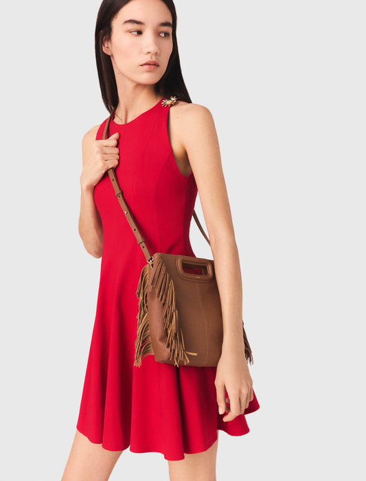 Grained Leather M Bag Cognac Brown