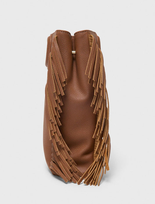 Grained Leather M Bag Cognac Brown