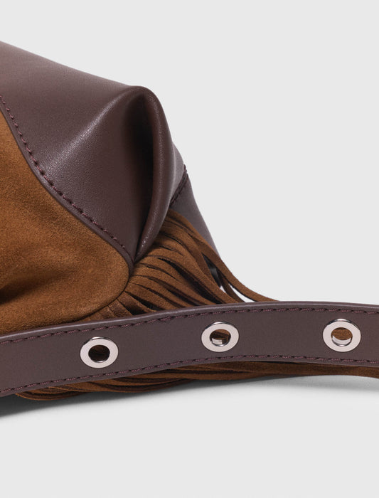 Leather And Suede Miss M Mini Bag Camel/Brown