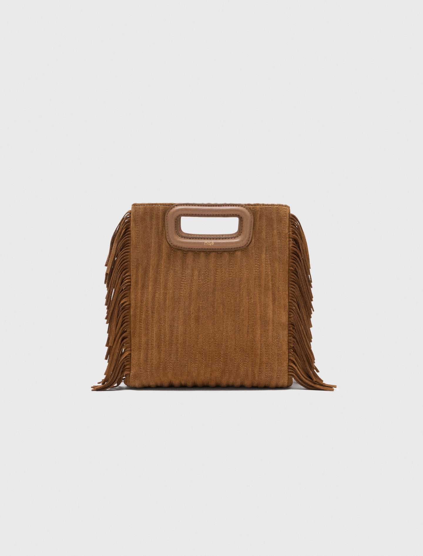Quilted suede M bag Camel
