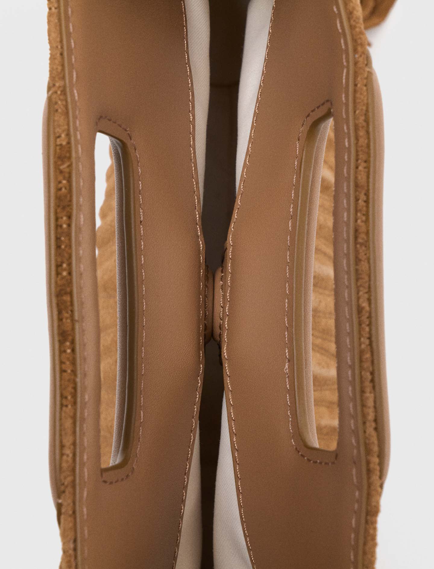 Quilted suede M bag Camel