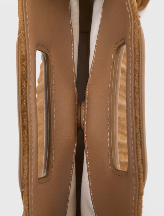 Quilted suede M bag Camel