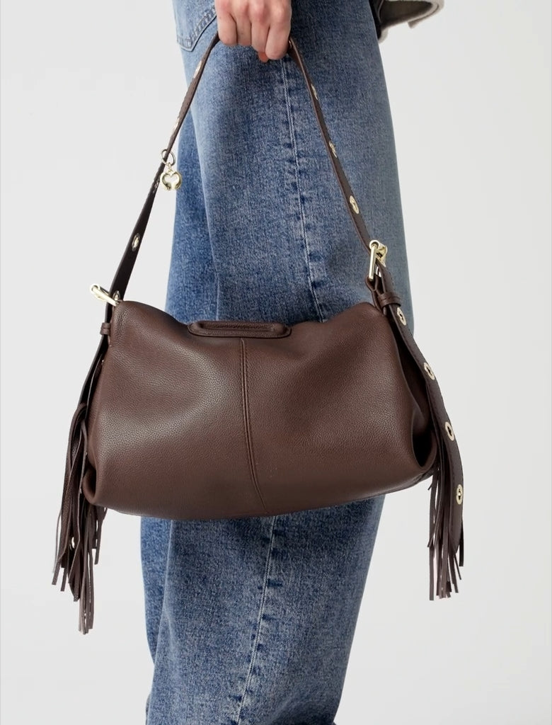 Grained leather Miss M bag Brown