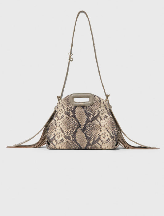 Python-Embossed Miss M Mini Bag Natural Snake Print