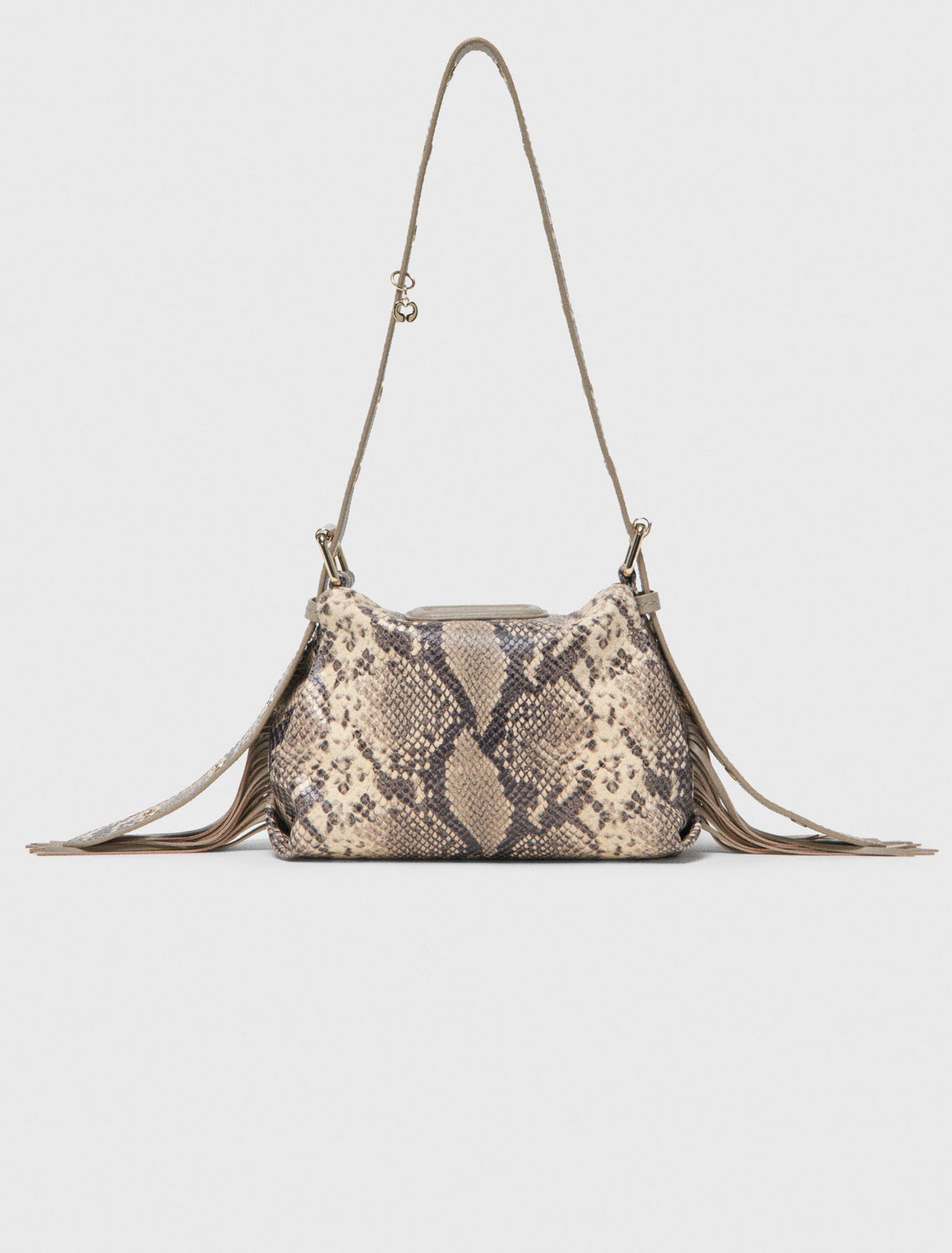 Python-Embossed Miss M Mini Bag Natural Snake Print