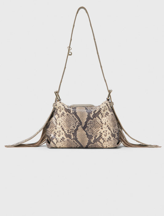 Python-Embossed Miss M Mini Bag Natural Snake Print