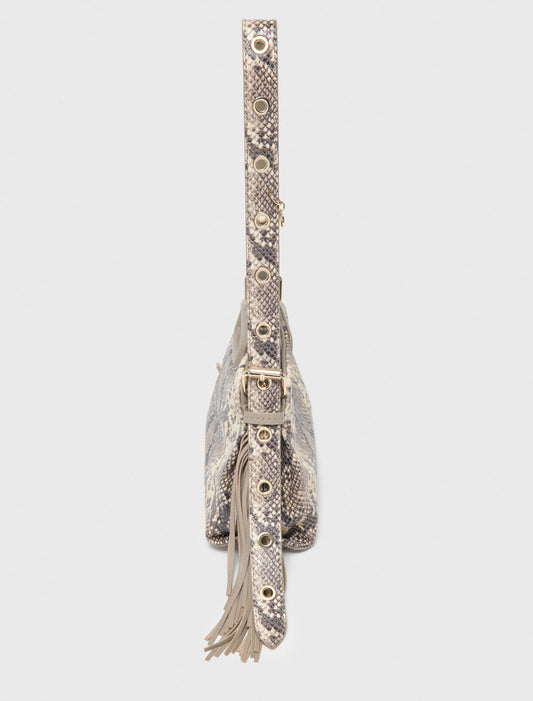 Python-Embossed Miss M Mini Bag Natural Snake Print