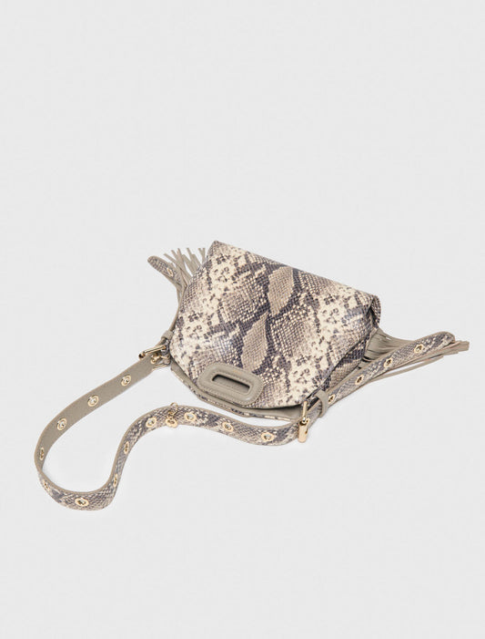 Python-Embossed Miss M Mini Bag Natural Snake Print