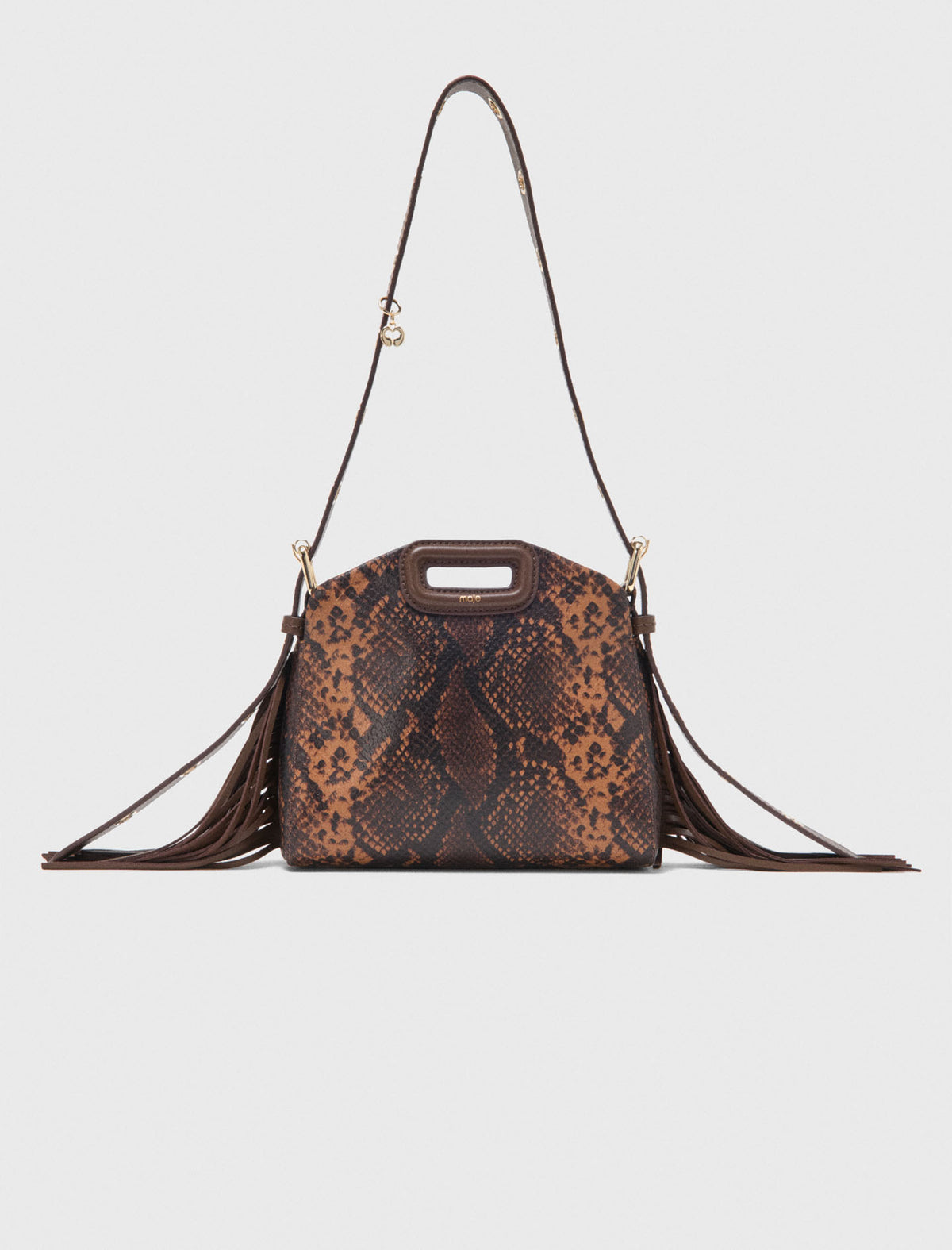 Miss M Mini embossed leather bag Brown Snake Print