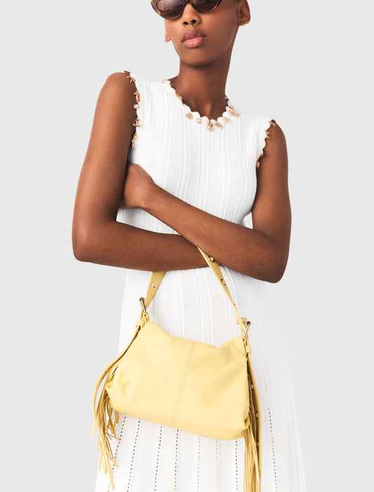 Matte Crackle Miss M Mini Bag Pale Yellow