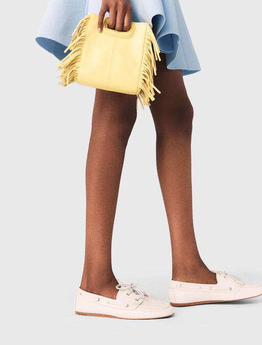 Matte Crackled Leather M Mini Bag Pale Yellow