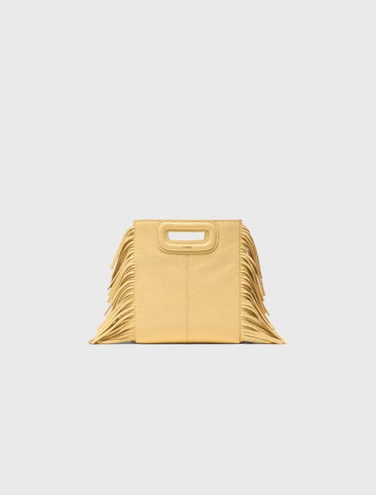 Matte Crackled Leather M Mini Bag Pale Yellow