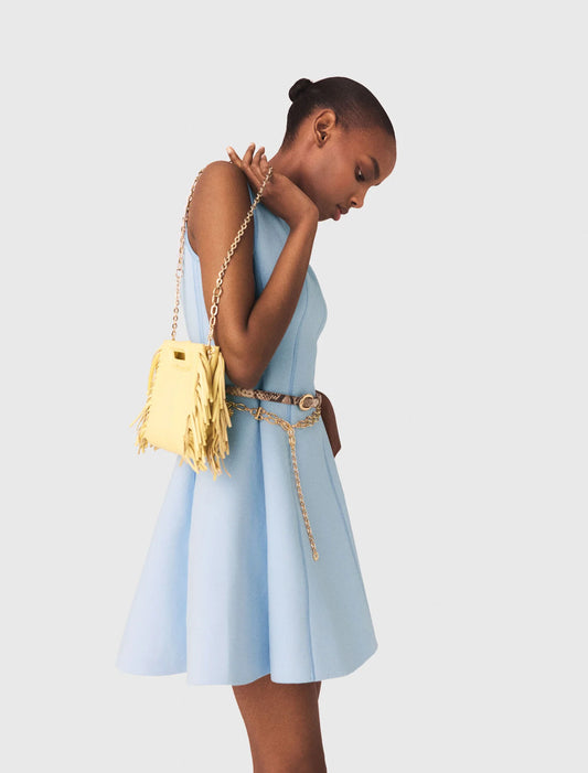 Matte Crackled Leather M Mini Bag Pale Yellow