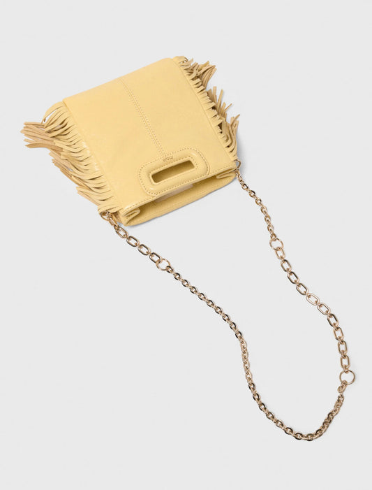 Matte Crackled Leather M Mini Bag Pale Yellow