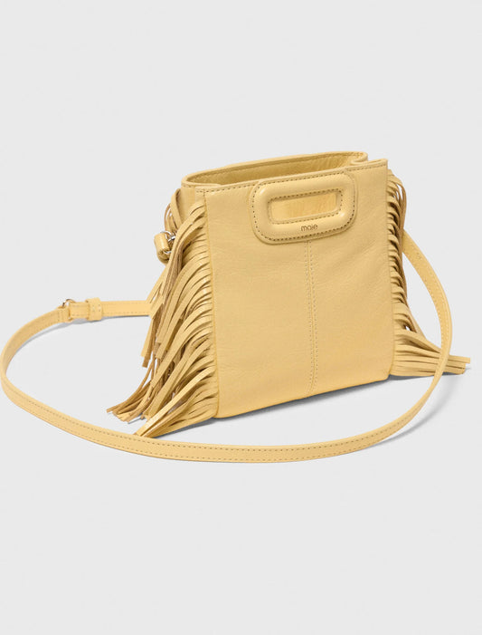 Matte Crackled Leather M Mini Bag Pale Yellow