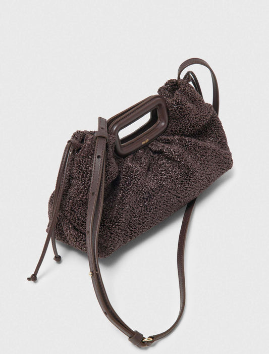 Mipli Bouclé Effect Clutch Bag Dark Brown