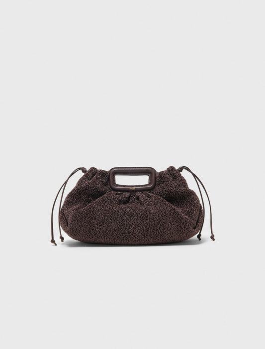 Mipli Bouclé Effect Clutch Bag Dark Brown