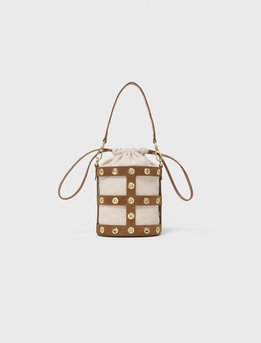 Suede Miss M Bucket Bag Camel