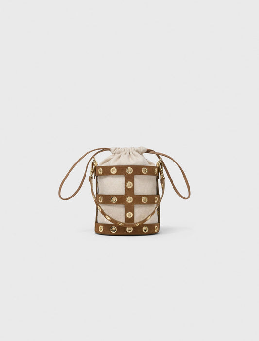 Suede Miss M Bucket Bag Camel