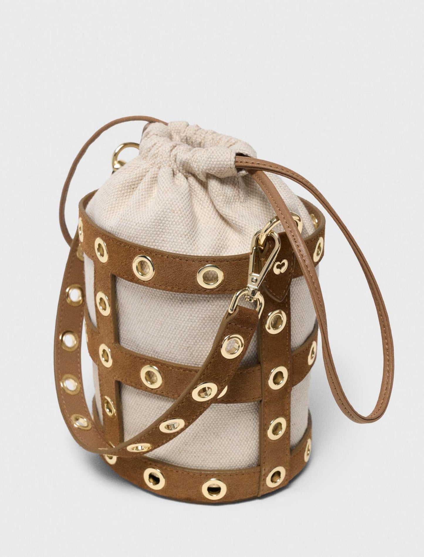 Suede Miss M Bucket Bag Camel