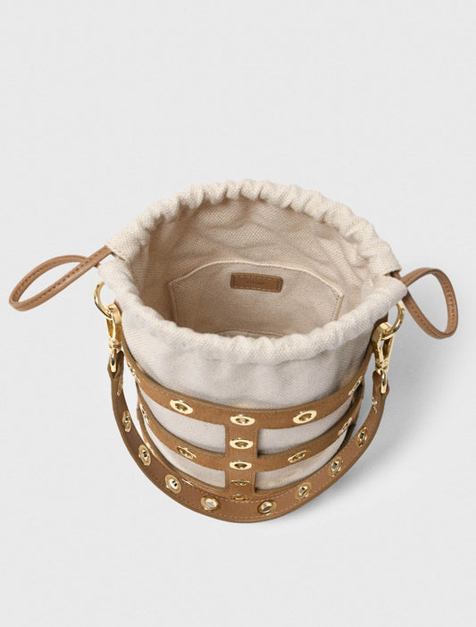 Suede Miss M Bucket Bag Camel
