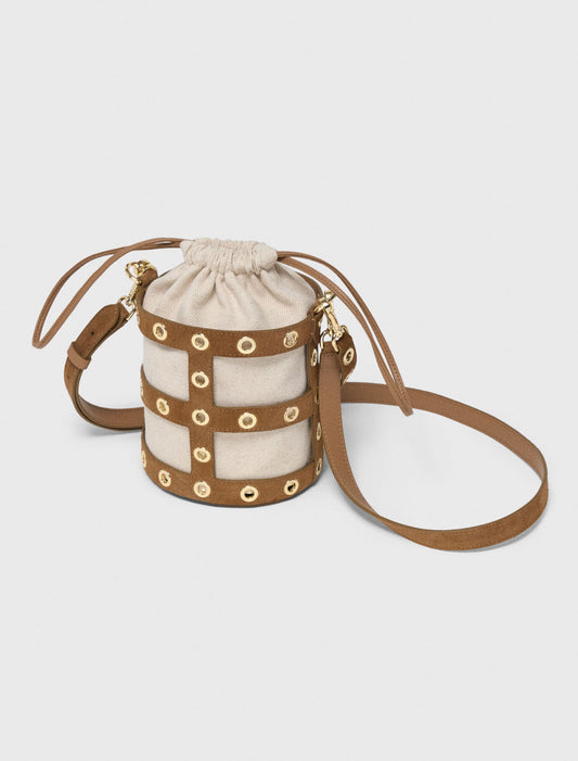 Suede Miss M Bucket Bag Camel