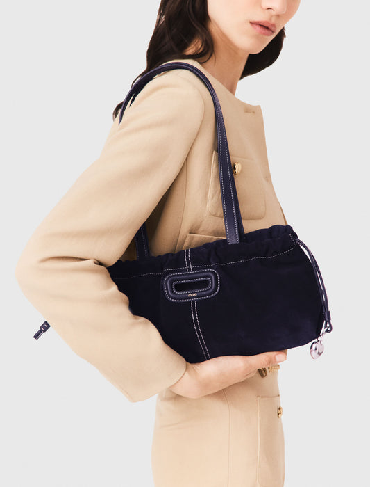 Topstitched suede Milpli Gazette Marine Blue
