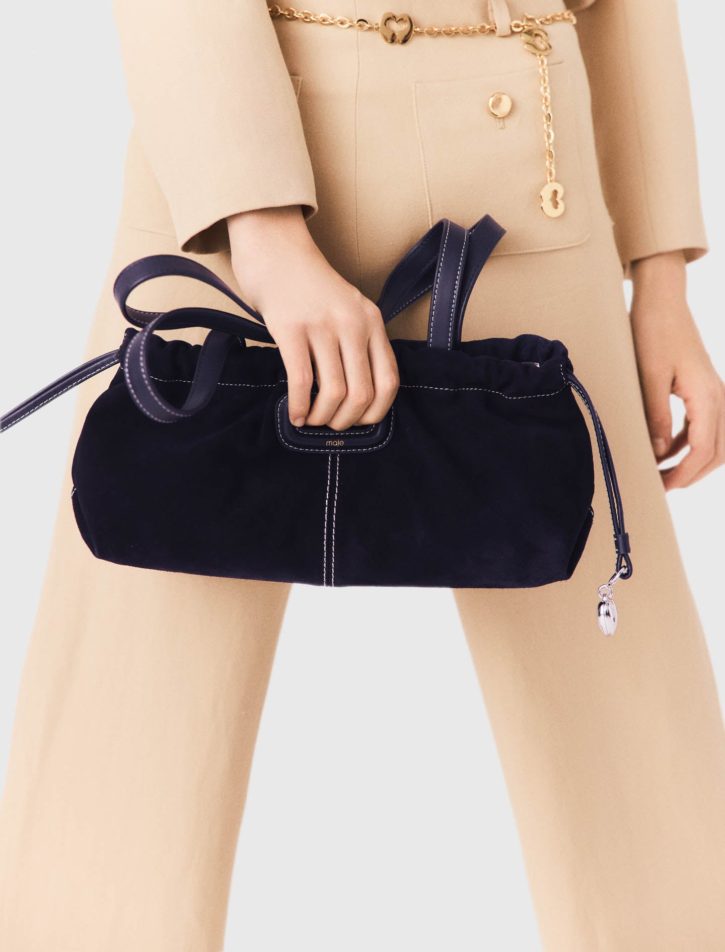 Topstitched suede Milpli Gazette Marine Blue