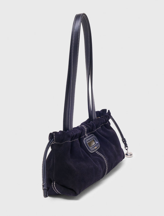 Topstitched suede Milpli Gazette Marine Blue