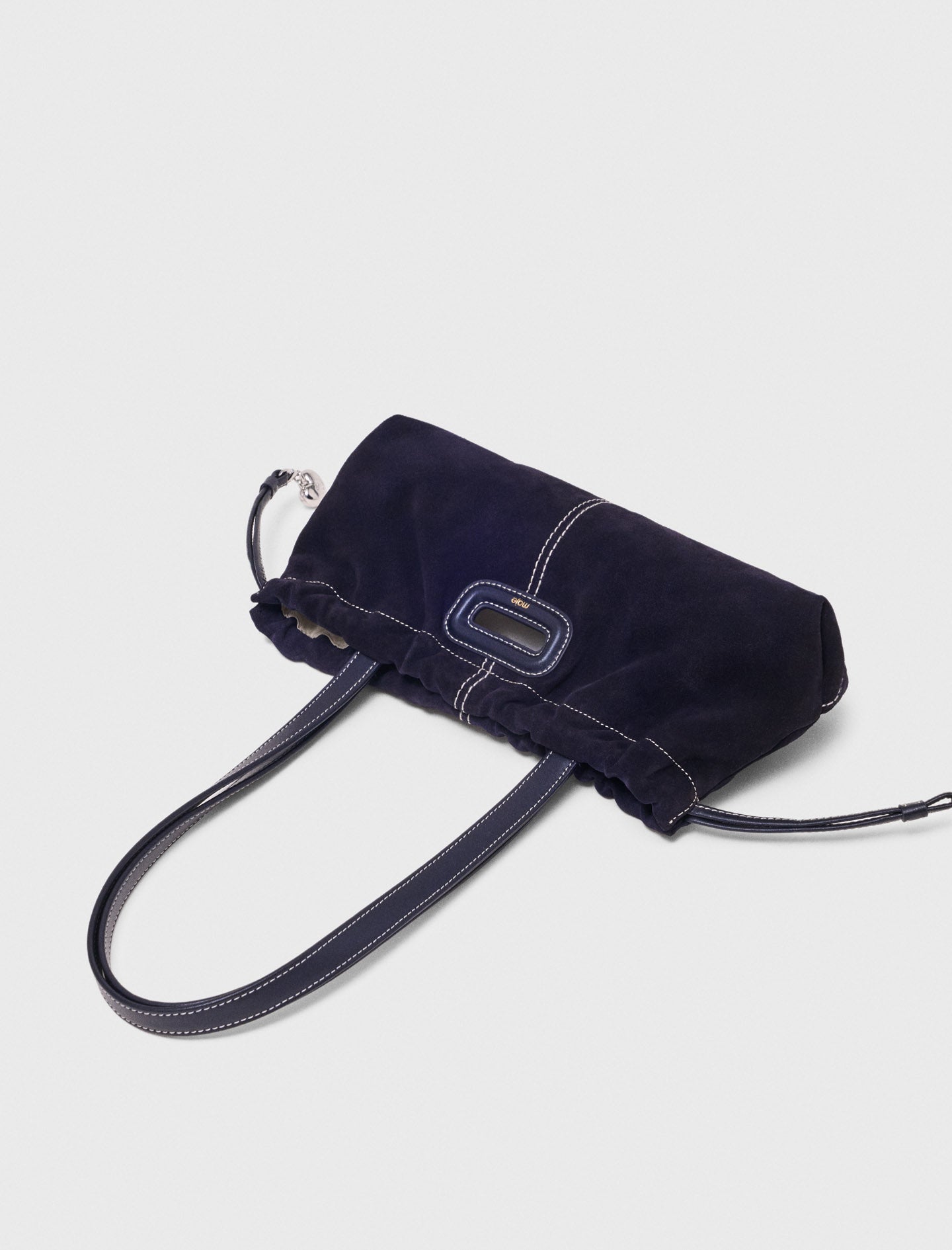 Topstitched suede Milpli Gazette Marine Blue