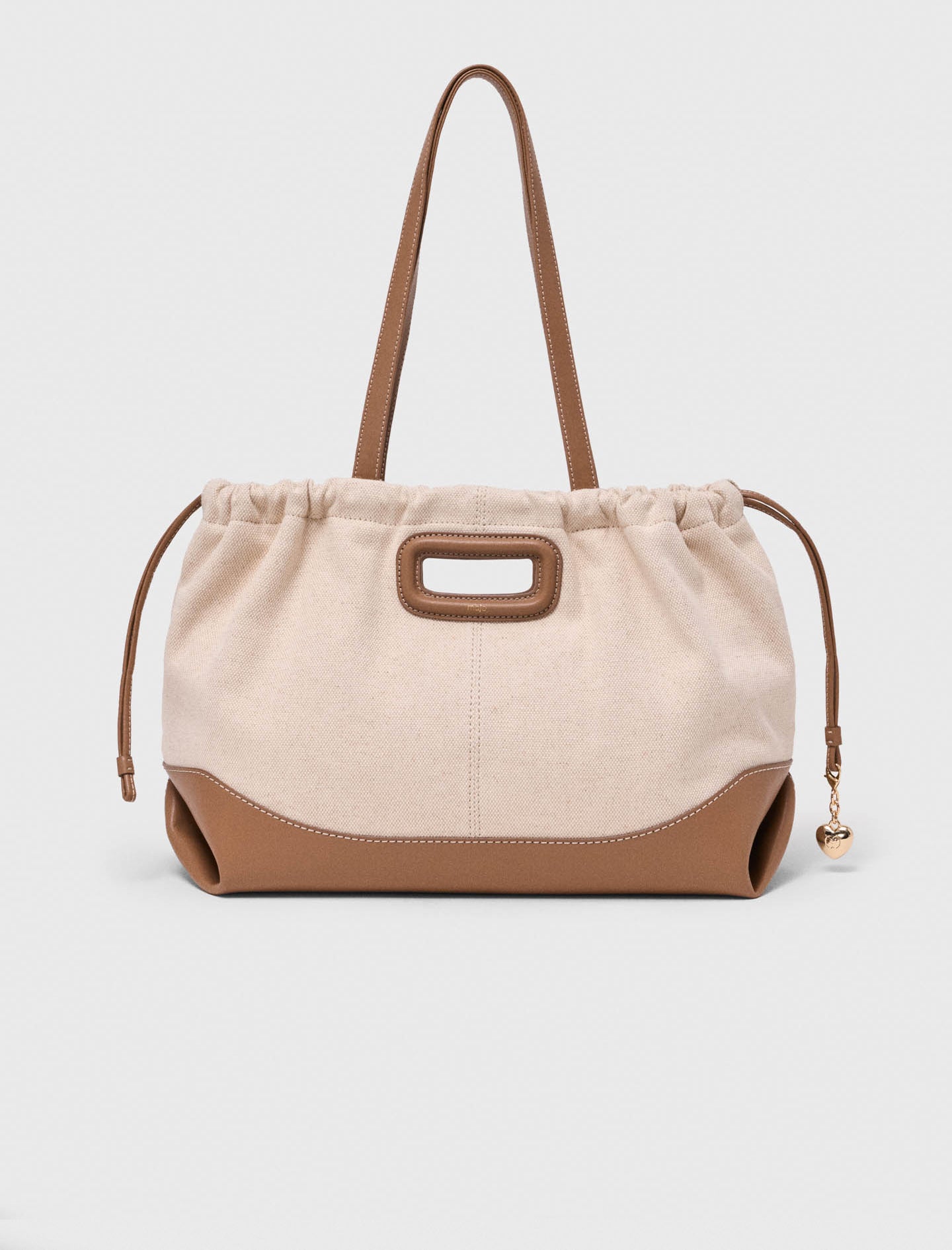 Milpli canvas and leather tote bag Moka/White