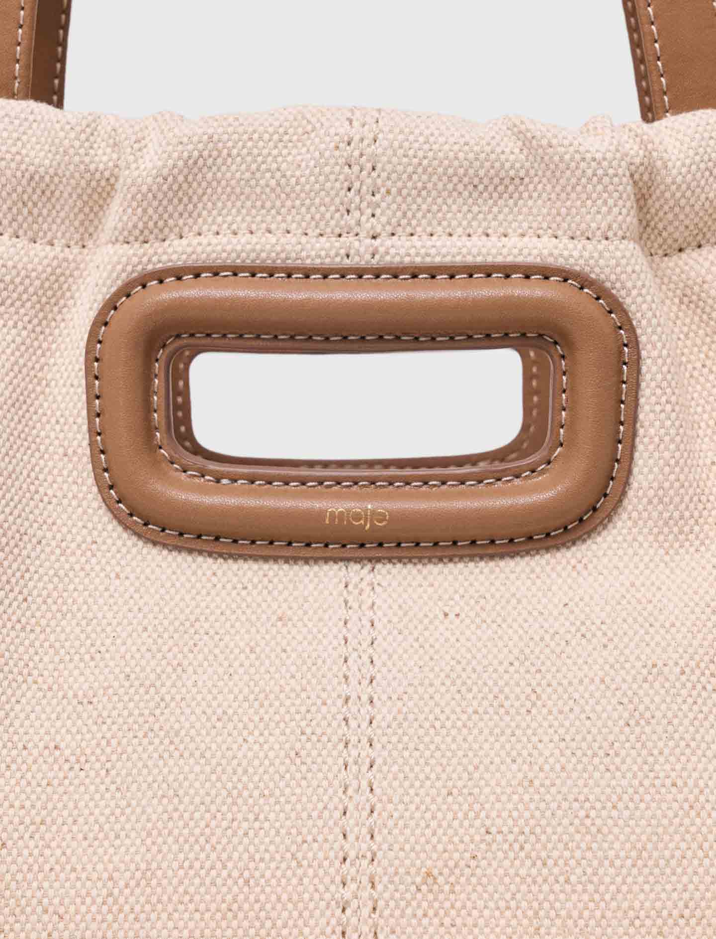 Milpli canvas and leather tote bag Moka/White