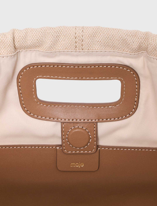 Milpli canvas and leather tote bag Moka/White