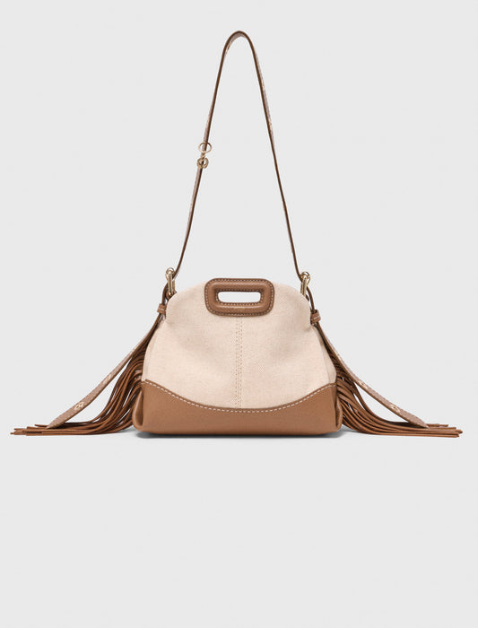 Canvas and leather Miss M Mini bag Moka/White