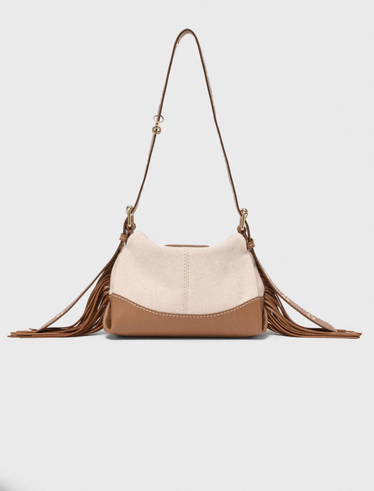 Canvas and leather Miss M Mini bag Moka/White