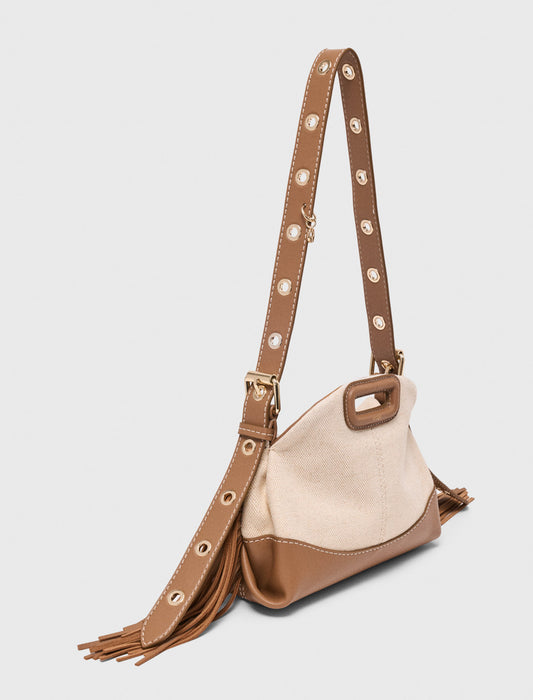 Canvas and leather Miss M Mini bag Moka/White