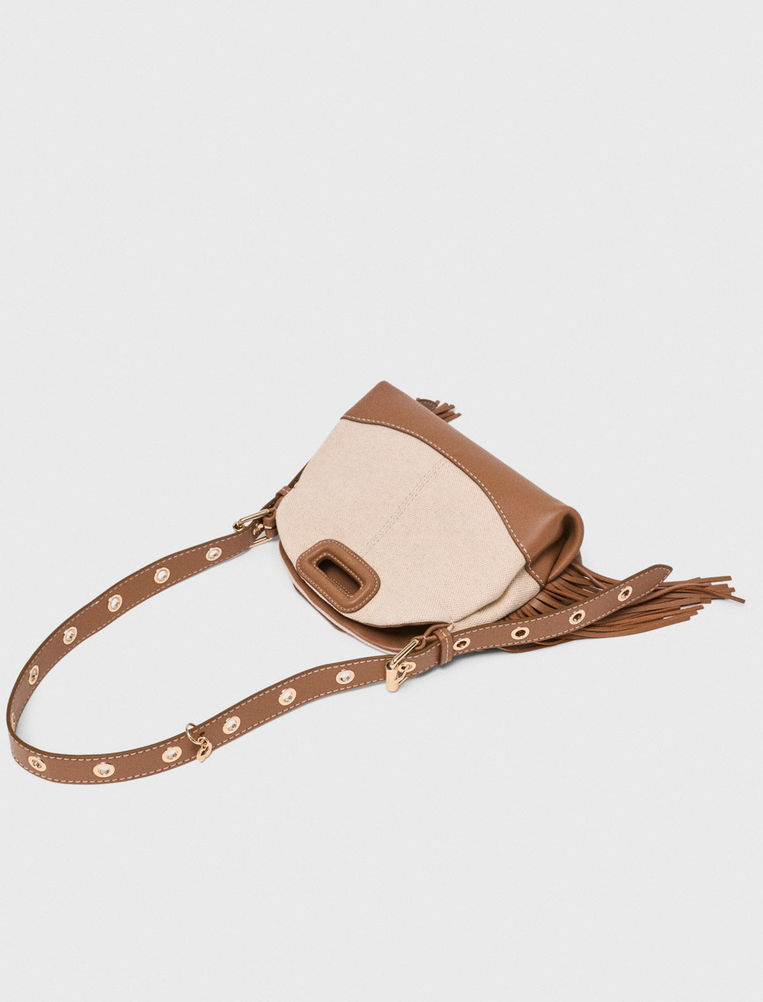 Canvas and leather Miss M Mini bag Moka/White