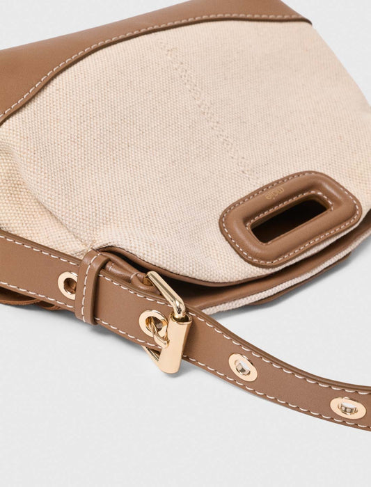 Canvas and leather Miss M Mini bag Moka/White