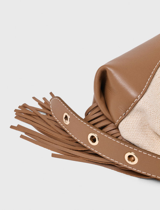 Canvas and leather Miss M Mini bag Moka/White