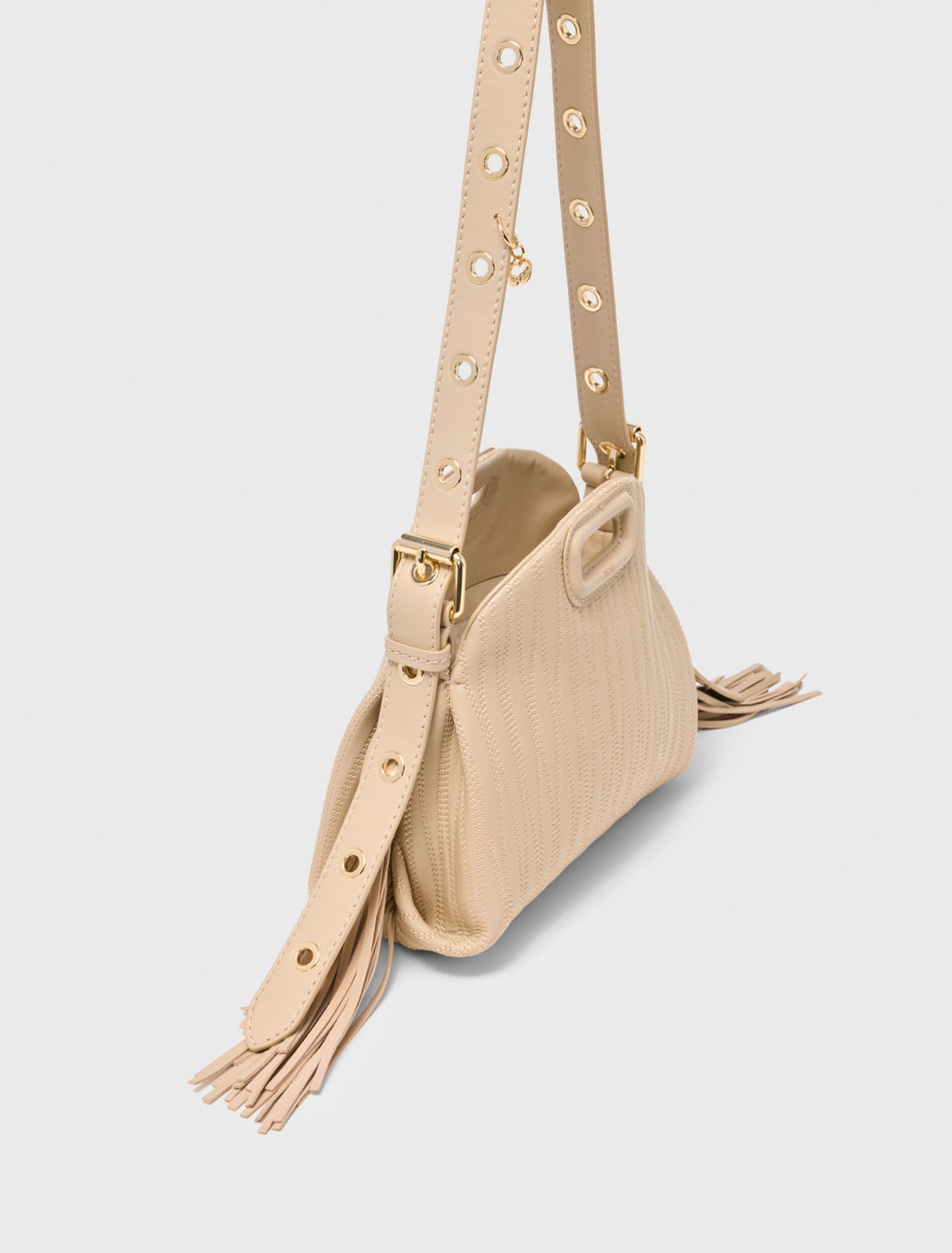Stitched leather mini Miss M bag Cream