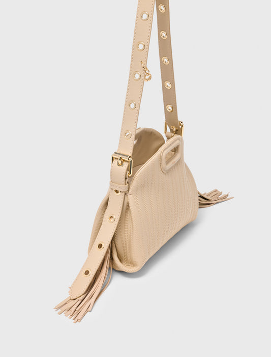 Stitched leather mini Miss M bag Cream
