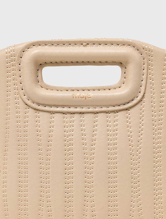 Stitched leather mini Miss M bag Cream