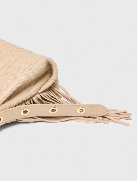 Stitched leather mini Miss M bag Cream