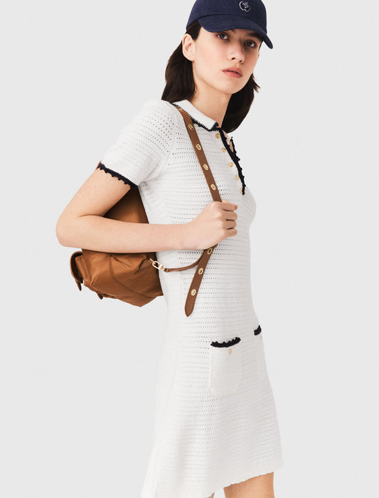 Leather and nylon backpack Camel