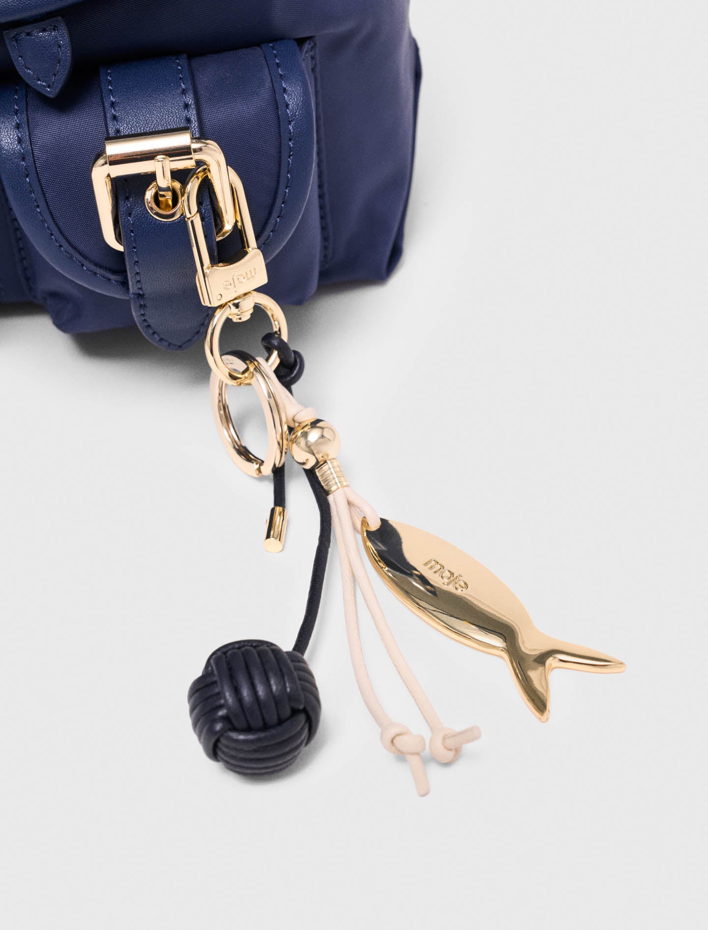 Mini leather and nylon backpack Marine Blue
