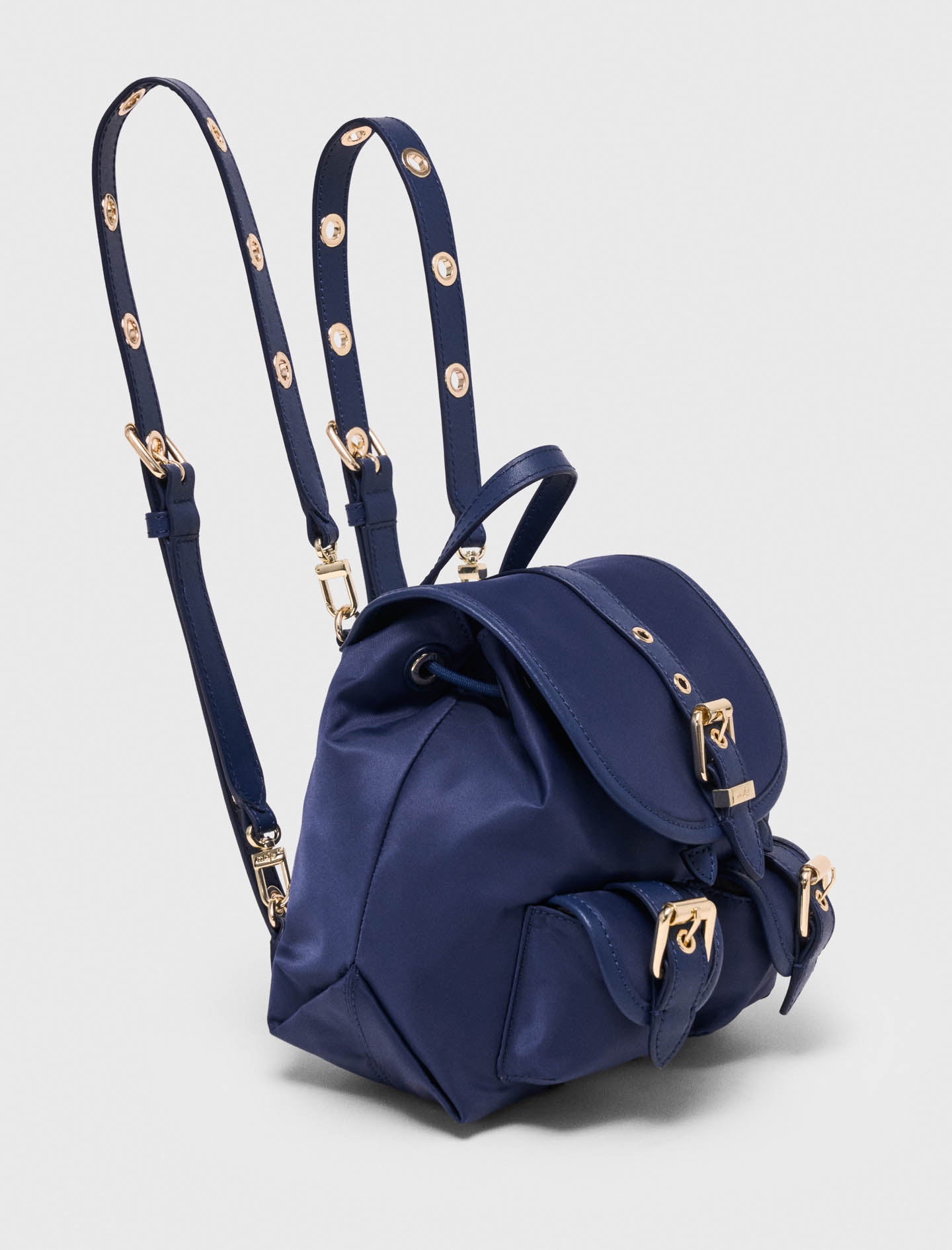 Mini leather and nylon backpack Marine Blue