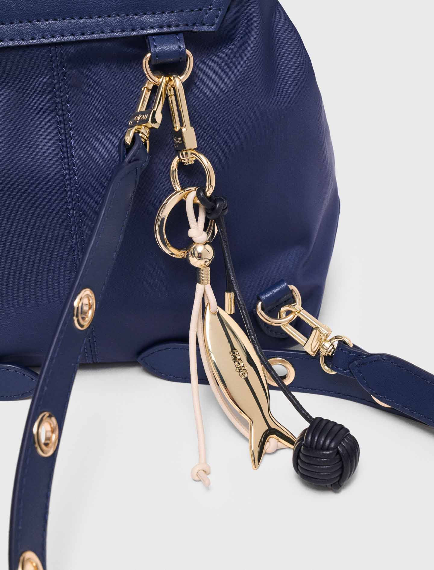 Mini leather and nylon backpack Marine Blue