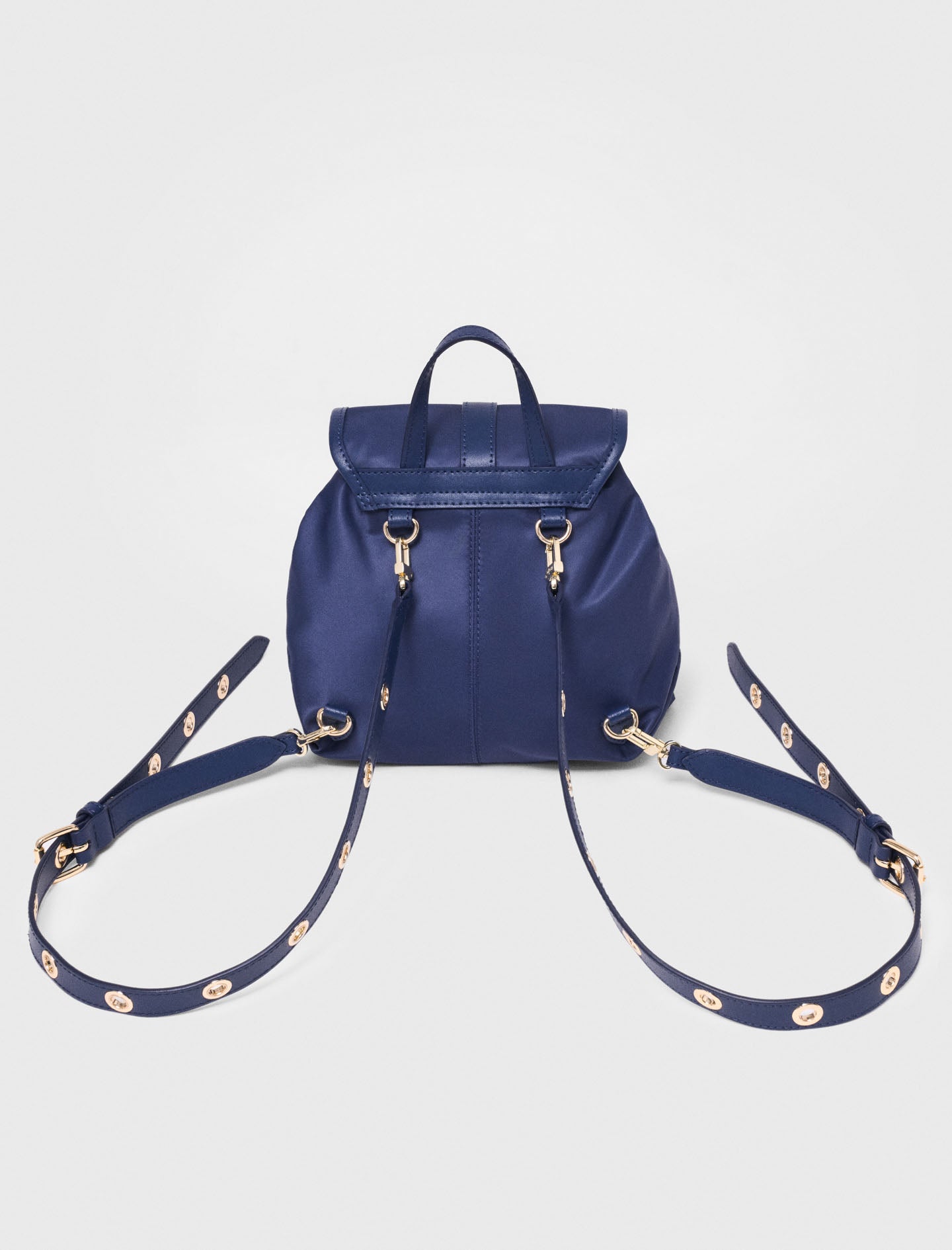 Mini leather and nylon backpack Marine Blue